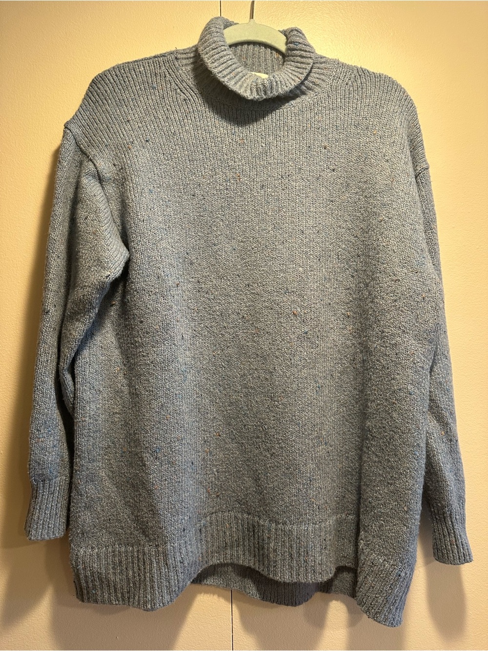 Uniqlo Speckled Light Blue Oversized Turtleneck Sweater